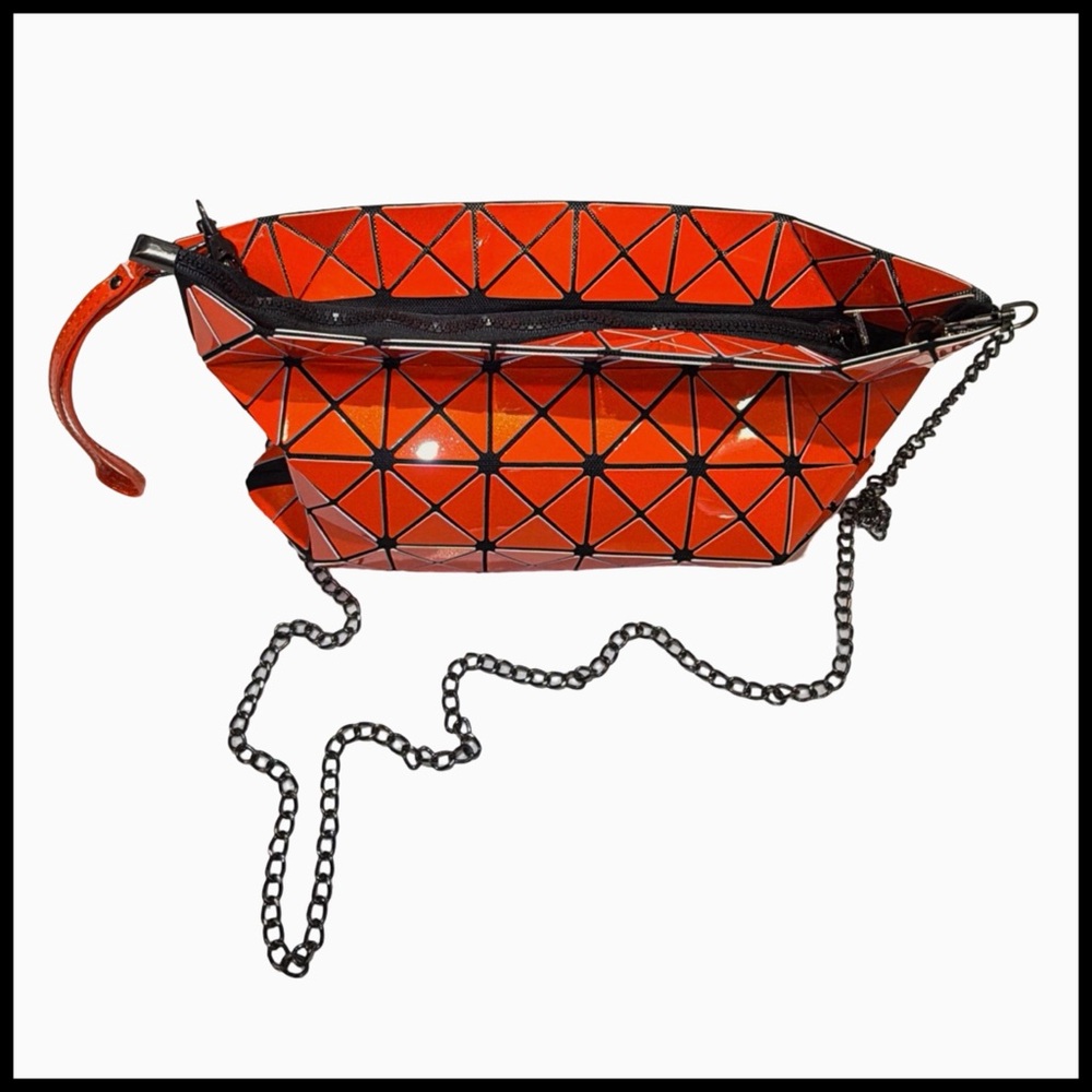 Bao Bao Issey Miyake Style Geometric Prism Orange Wristlet Crossbody Origami Bag - Picture 5 of 11